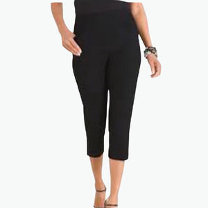 Chicos Travel Collection Solid Black Crepe Capri Pants Size 10 1.5 Regular New